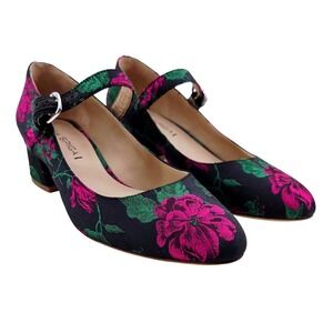Via Spiga Alana Jacquard Purple Floral Mary Jane Pumps - Size 8
